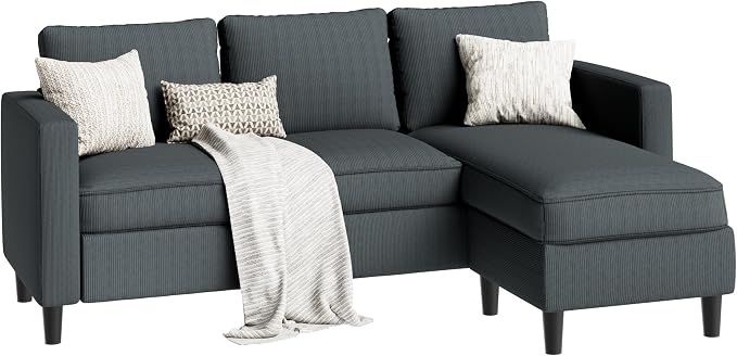 SUNLEI Small L-Shaped Sectional Couch, Modern Grey Couch - Image 6