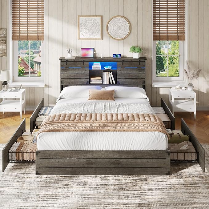 VIAGDO Wooden Bed Frame Queen Size - Image 7