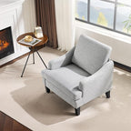 VINGLI Linen Fabric Accent Chair Grey, Modern Upholstered Armchair, Comfy Sofa - Image 8