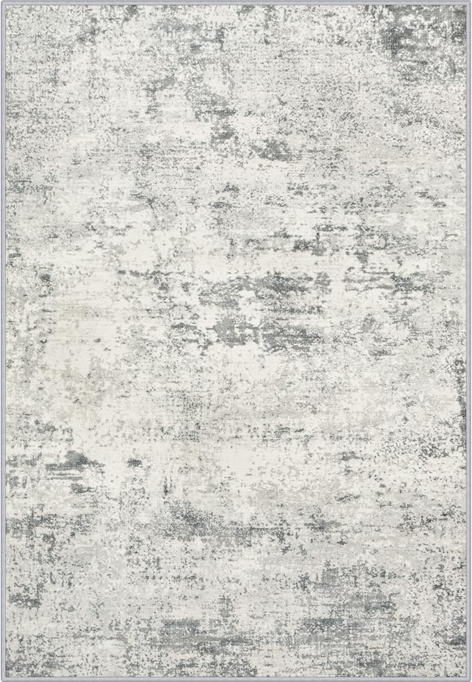Area Rug Living Room: 5x5 Modern Washable Indoor Soft Carpet Gray | by FXRHLP