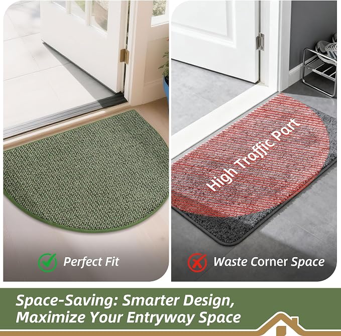BEQHAUSE Dirt Trapper Door Mat 32" x 48" Half Circle Non Slip Rugs, Absorbent - Image 6