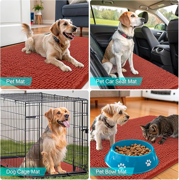 OLANLY Dog Door Mat for Muddy Paws 70x24, Super Absorbent Chenille Mud Mat | - Image 7