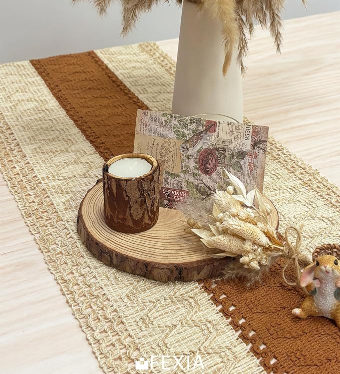 FEXIA Boho Table Runner 60 Inches Long Macrame Summer Decor Coffee Table Cover - Image 6