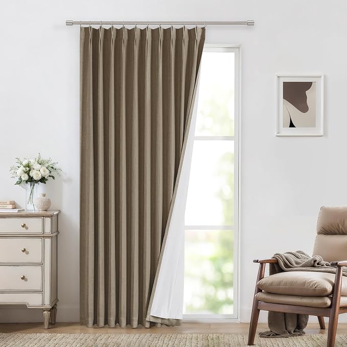 Vision Home Brown Pinch Pleated Full Blackout Curtains Linen Blended 60 inch by VisionHome