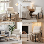 LukeAlon Modern Sherpa Accent Armchairs Set of 2, Upholstered Living Room Chairs - Image 6