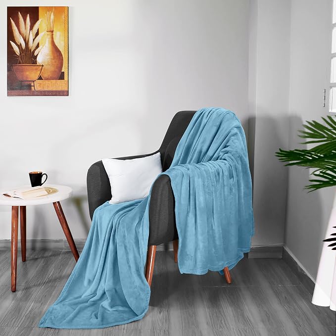 Utopia Bedding Soft Fleece Bed Blanket King Size Washed Blue | Microfiber Plush - Image 7