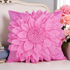 Hot Pink Accent 3D Flower Decorative Throw Pillow Covers - Image 6