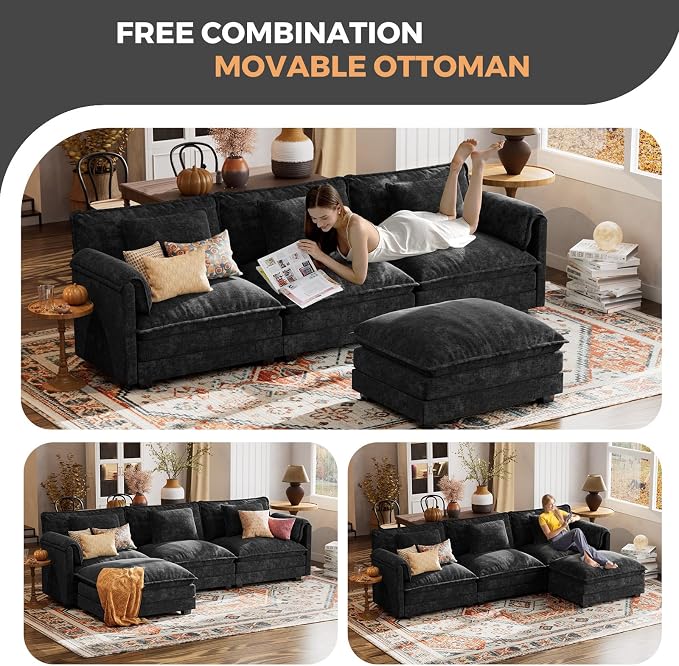 ELUCHANG Oversized 113" Modular Sectional Sofa, Comfy Cloud Couch, L Shaped - Image 9