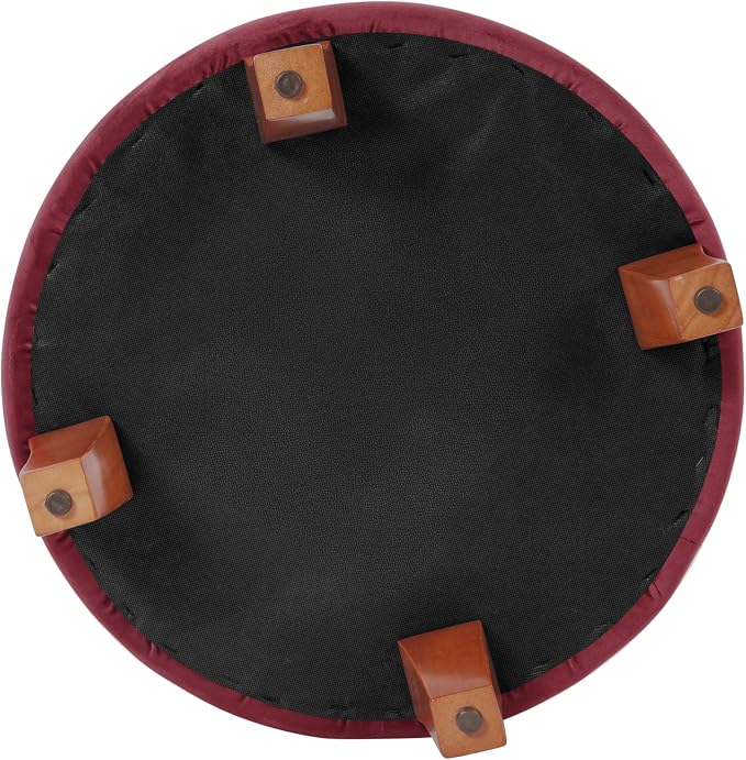 Homepop Home Decor | Upholstered Round Velvet Tufted Foot Rest Ottoman | Ottoman - Image 11