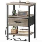 SUPERJARE Nightstand with Charging Station, Bed Side Table with Adjustable by SUPERJARE