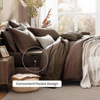 Monbix King Size Comforter Set, Chocolate Brown King Bedding Set Reversible - Image 4
