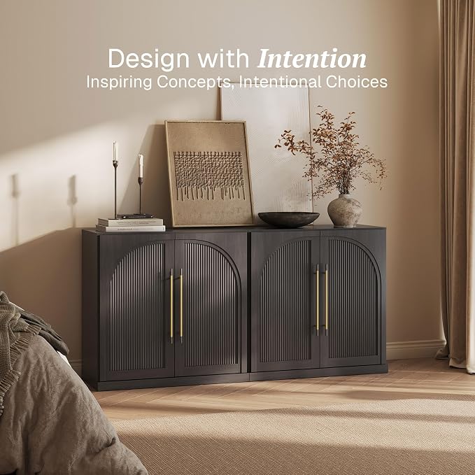 BELLEZE 3 Tier Bookshelf with Double-Arc Door - Image 3