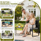 Flamaker 3 Pieces Patio Set Outdoor Wicker Furniture Modern Bistro Rattan Chair - Image 3
