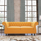 Mid-Century 2 Seater Sofa, Velvet Loveseat - Image 3