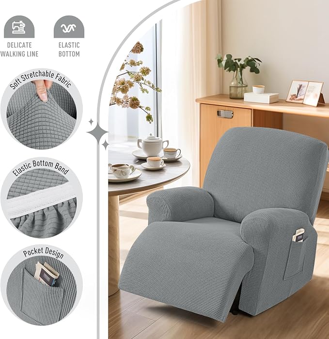 TAOCOCO Oversized Recliner Chair Covers, 1 Seater Streach Recliner Covers Soft - Image 3