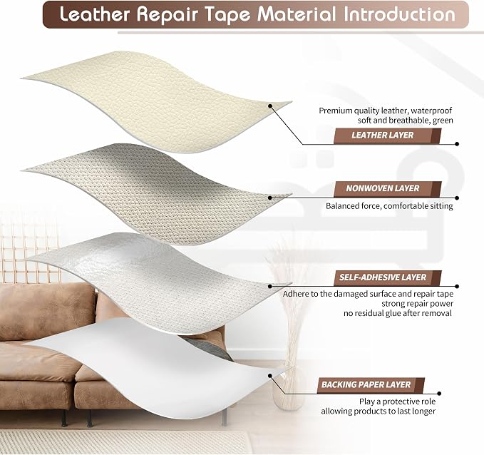 KING MOUNTAIN Leather Repair Patch, 12 x 60 Inches self Adhesive Leather Repair - Image 3