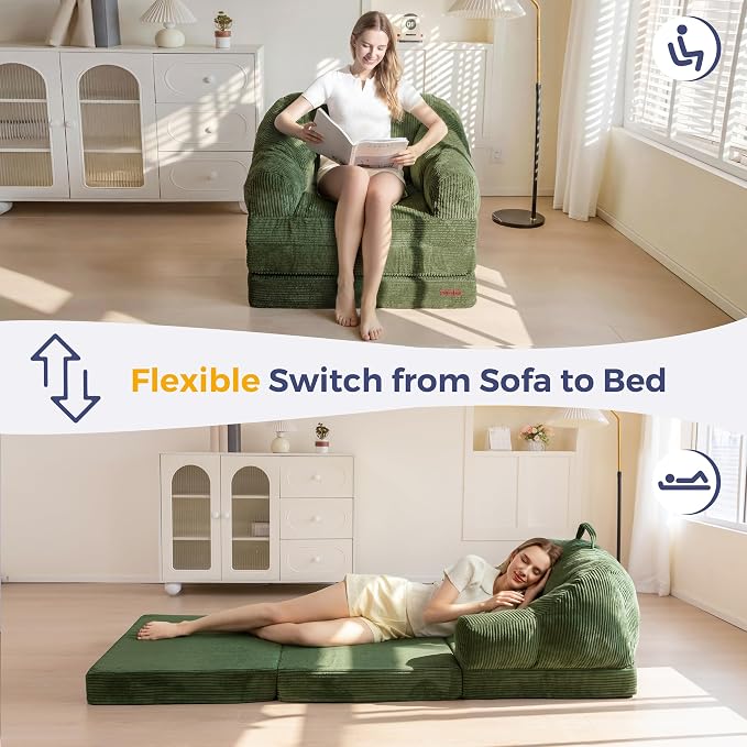 MAXYOYO Folding Sofa Bed with Backrest, Boneless Fold Out Couch Bed with Handle - Image 3