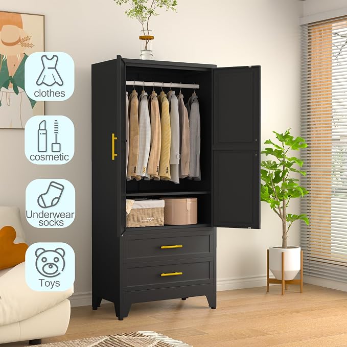 erosoei Metal Armoire Wardrobe Closet, 71 "Metal Clothing Storage Cabinet - Image 6
