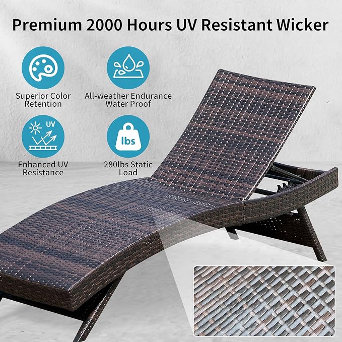 Set of Foldable Long Reclining Patio Seating Chairs, 2 Folding Chairs Patio - Image 4