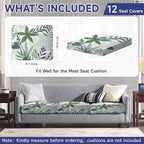 CALBODE 12 Pcs Stretch Indoor/Outdoor Seat Cushion Covers, Indoor/Outdoor Couch - Image 2
