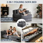 Folding Sofa Bed Chair with Armrests, Convertible Futon Couch Sleeper Chair - Image 3