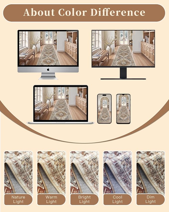 Madane Washable 9ft Circle Round Rug, 9x9 Circular Area Rugs, Turmeric/Grey | - Image 9