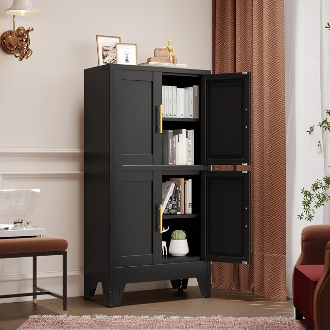 GAIOUS 47.25" Metal Storage Cabinet, Freestanding Bathroom Cabinet, Pantry - Image 4