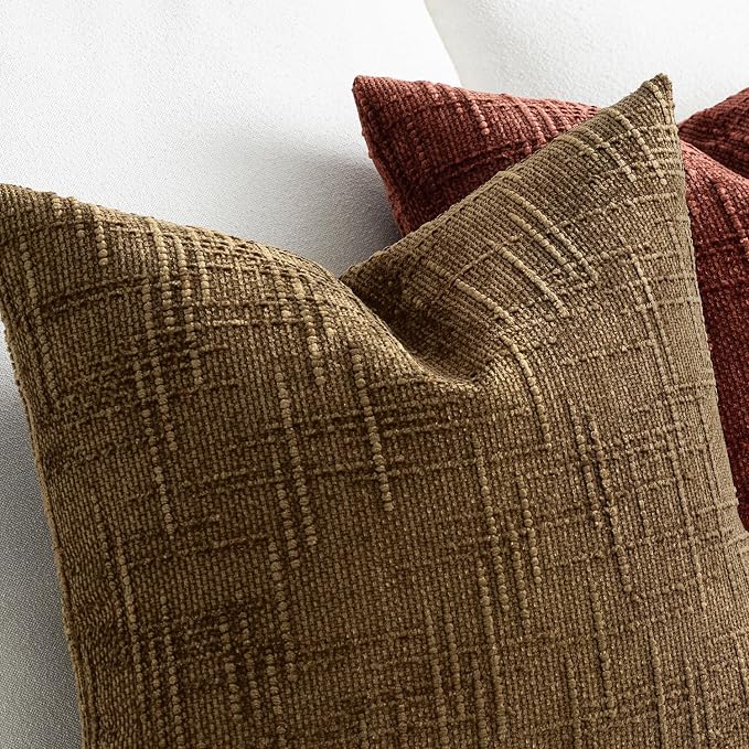 MIULEE Chenille Textured Fall Throw Pillow Covers Bronze 20x20 Set of 2 | - Image 3