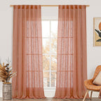 95 Inches Long Terracotta Linen Curtains by LAMIT