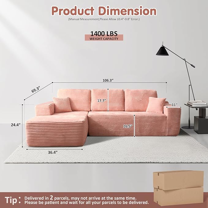 ovios 104" Cloud Boneless Couch - Image 2