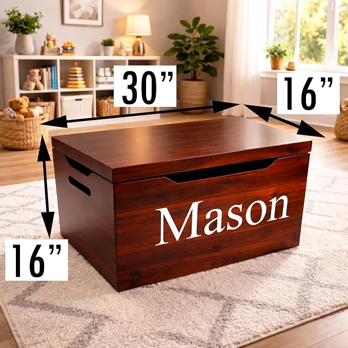Personalized Engraved Name, Fully Assembled, Solid Wood Storage Trunk - Image 5