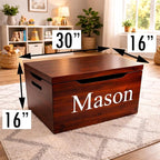Personalized Engraved Name, Fully Assembled, Solid Wood Storage Trunk - Image 5