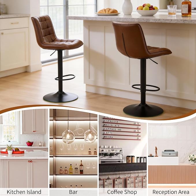 FIRAVOE Counter Height Bar Stools, Swivel Bar Stools Set of 2 - Image 6