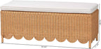 Bali & pari Teresa Bohemian Light Honey Scalloped Rattan Ottoman Bench - Image 3