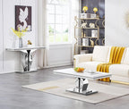 Henf 47" Marble Console Table Modern White Faux Marble Entryway Table - Image 5