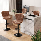 Nalupatio Modern Bar Stools Set of 4, Faux Leather Upholstered Swivel Bar Stools by Nalupatio