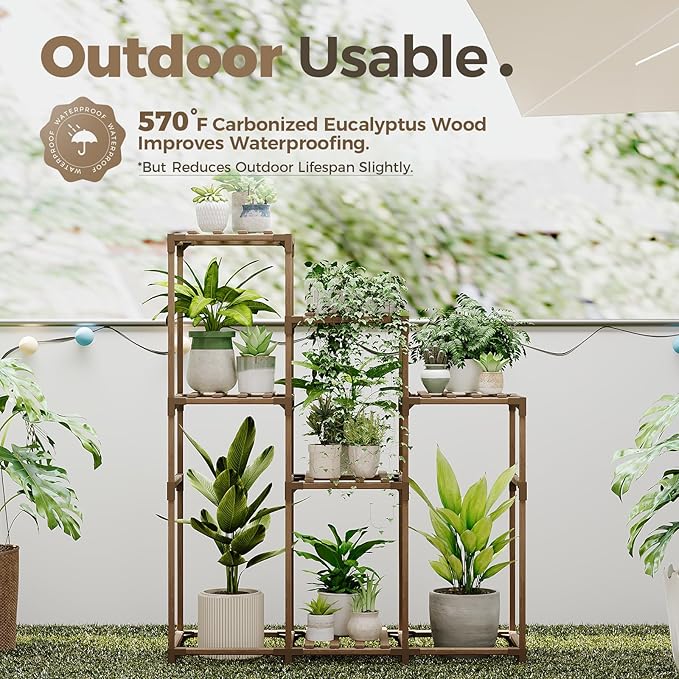 Bamworld Tall Plant Stand Indoor Wood Shelf Outdoor Tiered Rack - Image 4