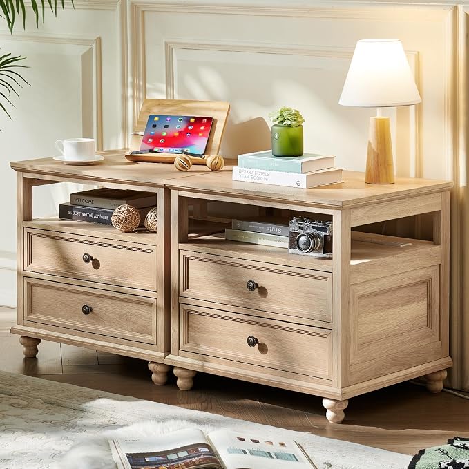 Joaxswe Farmhouse Nightstand Set of 2 by Joaxswe