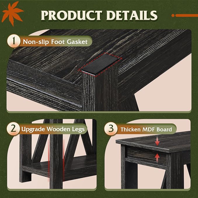 WLIVE Narrow Black End Table - Image 5