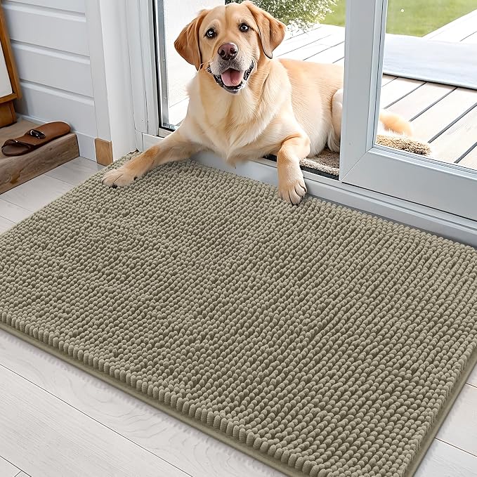 OLANLY Dog Door Mat for Muddy Paws 36x24, Super Absorbent Chenille Mud Mat | by OLANLY