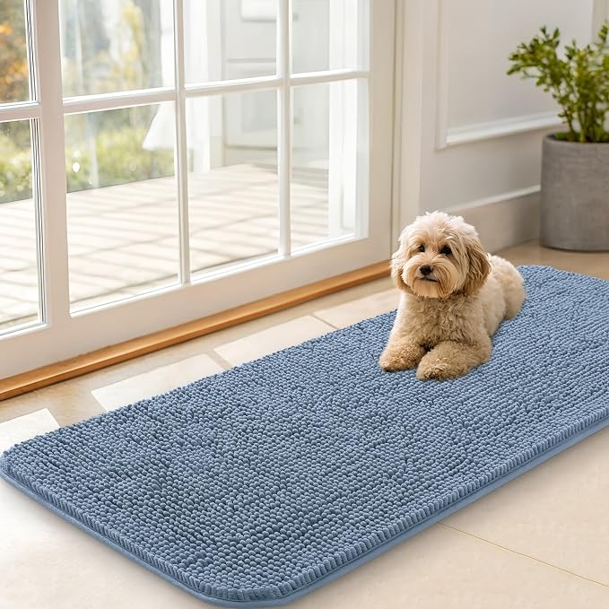 OLANLY Dog Door Mat for Muddy Paws 47x20, Super Absorbent Chenille Mud Mat | by OLANLY