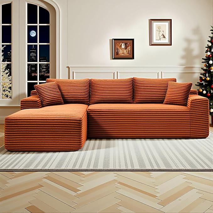 Cloud Sectional Couch, Corduroy Boneless Couches by HANXIN