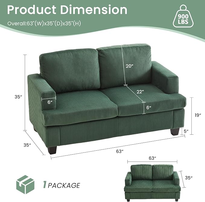 YOUDENOVA Sofa Couch, 3 Piece Set Comfy Sofa, 2 Loveseat & 3 Seater Sofa - Image 2