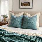 MIULEE Chenille Textured Throw Pillow Covers Teal 20x20 Set of 2 | Slubby - Image 5
