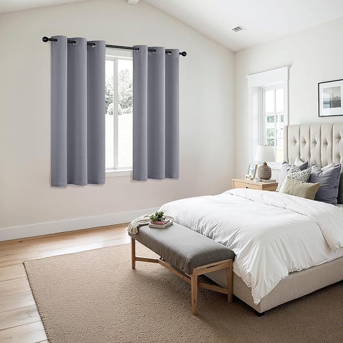MIULEE Blackout Curtains for Bedroom 2 Panels 40 x 54 Inch Long Silver Grey | - Image 6
