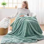 NEWCOSPLAY Fleece Ribbed Cozy Throw Blanket - Image 2