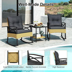 Tangkula 3 Pieces Outdoor Rocking Chairs Set, Rattan Heavy Duty Cushioned - Image 9