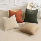 MIULEE Fall Corduroy Decorative Throw Pillow Covers Rust-Olive Green 20x20 | - Image 4