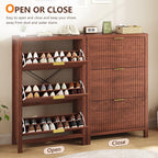 YOMILUVE Shoe Cabinet Storage for Entryway, Fluted Shoe Cabinet - Image 7