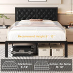 Fluest Full Bed Frame with Headboard PU Leather Upholstered Bed Frame Platform - Image 7